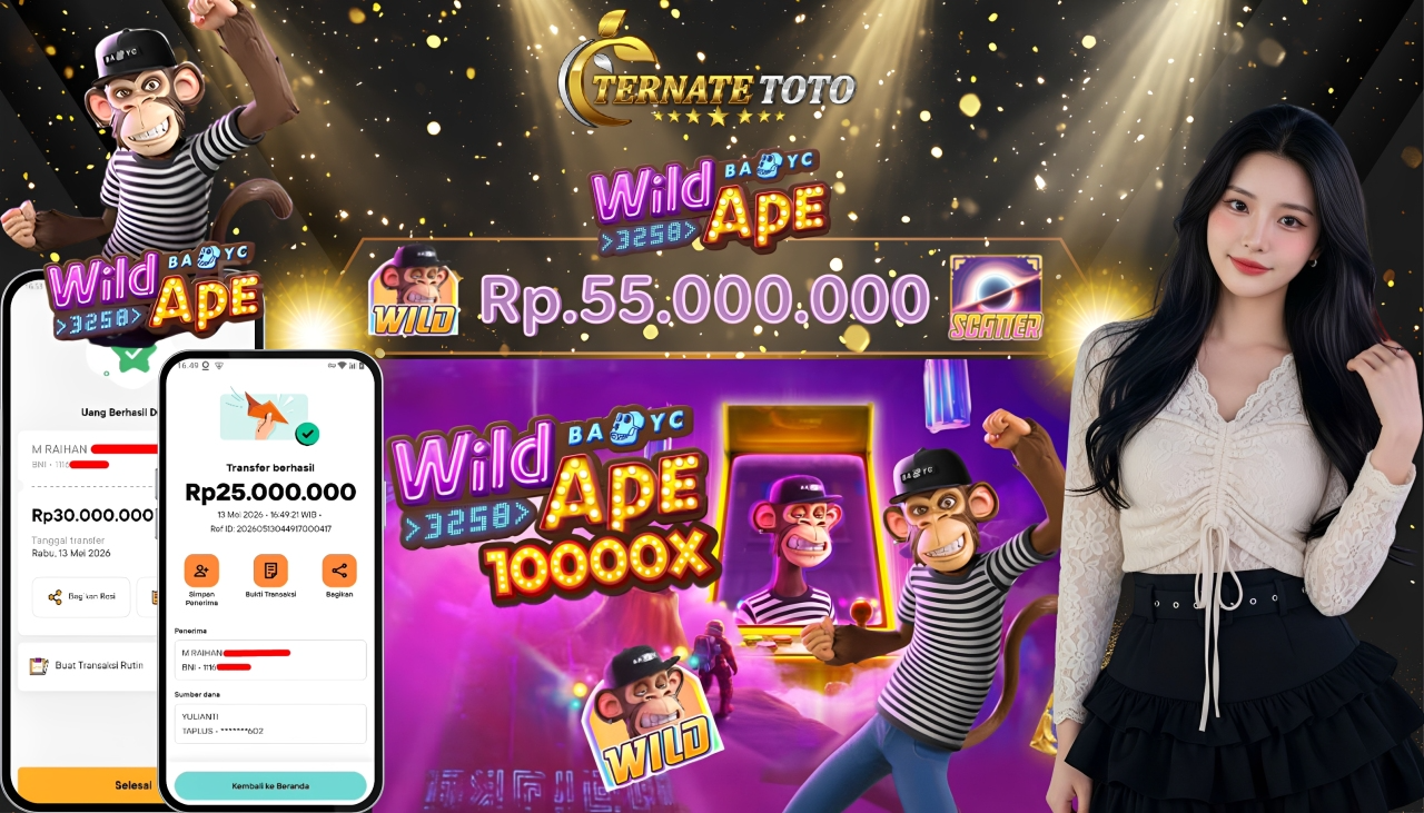 TERNATETOTO - JACKPOT WILD APE Rp. 55,000,000,-